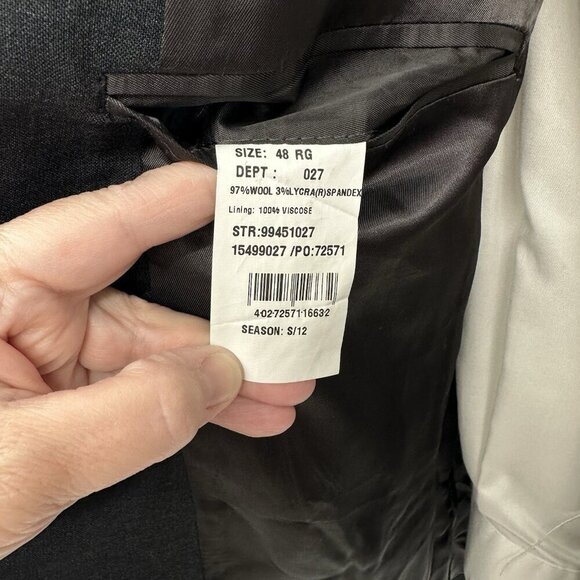 BROOKS BROTHERS 346 jacket blazer sport coat stretch wool blend charcoal 44L - Picture 7 of 9